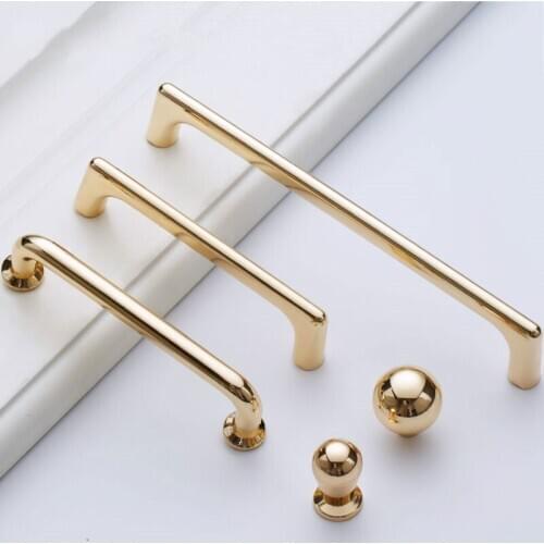Zinc Alloy Gold Cabinet Handles Solid Drawer Knobs Kitchen Cupboard Wardrobe Door Pulls Furniture Handle Hardware