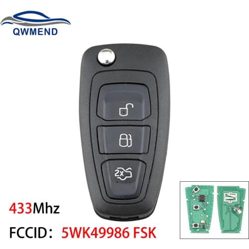 BHKEY 5WK49986 Remote Car Key for Ford C-Max S-Max Focus MK3 Grand Mondeo 2010-2018 Smart Car Key FSK 433Mhz 3 Buttons