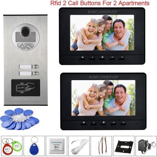 7inch Home Intercom System Power Supply System Unit Access Control Video Intercom 2 Monitors Intercom in The Apartments Doorbell