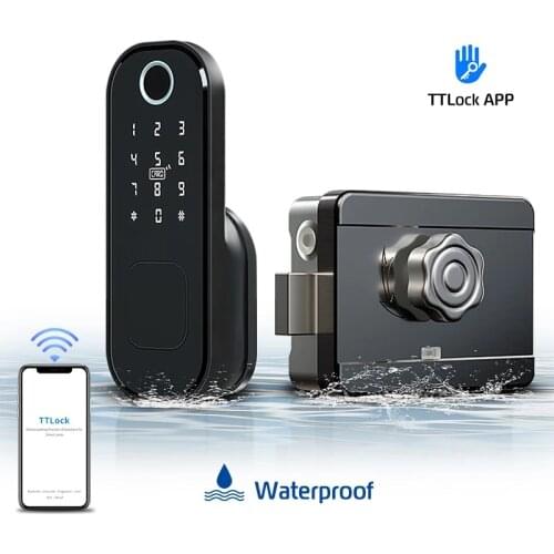 Fingerprint Door Lock Waterproof Outdoor Gate Bluetooth TTlock App And Passcode IC Card Keyless Front Electronic Lock
