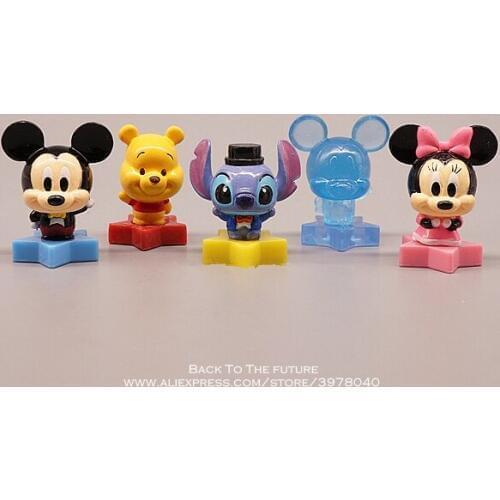 Disney Mickey Mouse Minnie Stitch 3.5cm 5pcs/set Action Figure Anime Decoration Collection Figurine Toy model for children gift