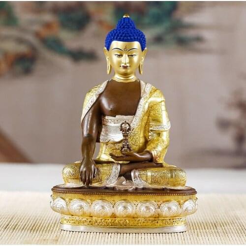 GOOD quality Gilding Buddha statue Nepal Tibet temple bless safe healty good luck Vajra Mitukpa Sakyamuni buddha bronze statue
