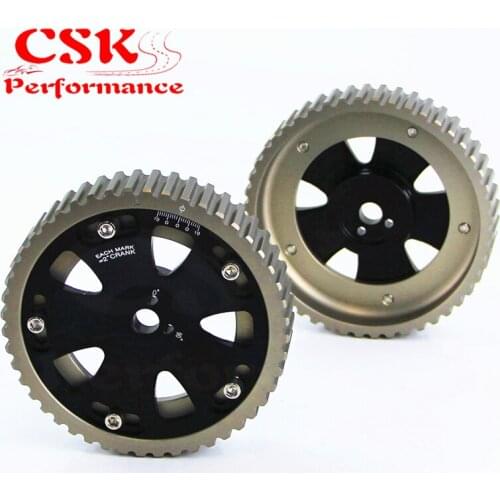 2Pcs Cam Gear Pulley Kit Fit For Mitsubishi Lancer EVO 1-9 ECLIPSE DSM 4G63 Black