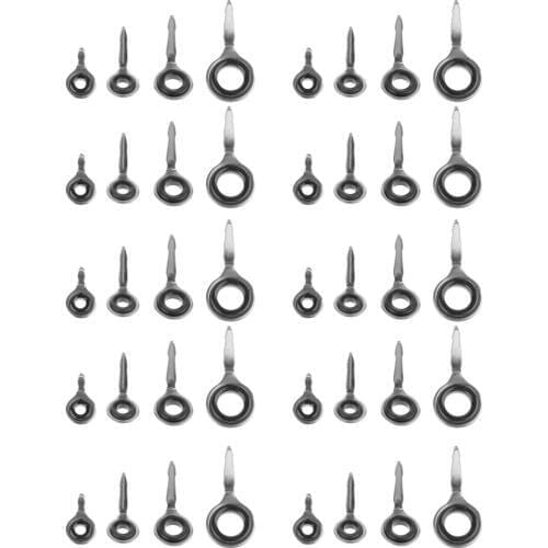 MagiDeal 40pcs Fishing Rod Guides Fishing Rod Eyes Ring Raft Line Ring DIY Fishing Rod Repair Kit Accessories