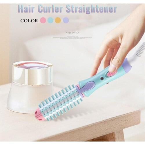 Multifunction Hair Straightener Flat Irons Wet Dry Use Brush Hot Heating Hair Straight Styler Curling Iron Hair Curler