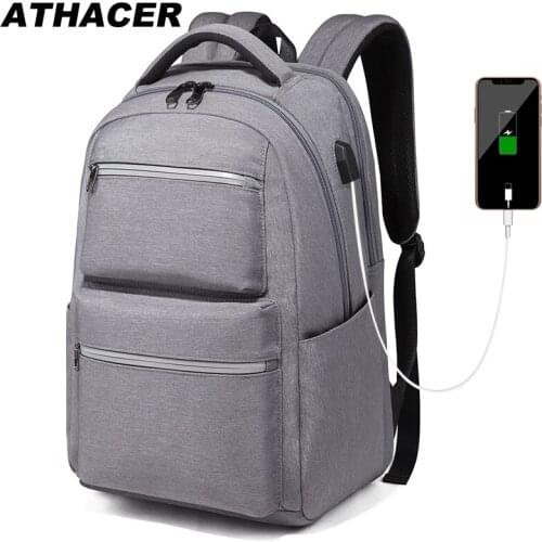 Athacer Laptop Bag Men USB Charging Waterproof Backpack Anti Theft Durable For Travel Business School Bags Women Casual DayPack