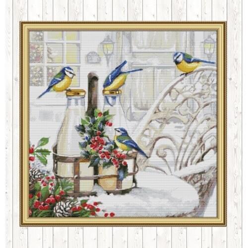 The Bird Patterns Kits Wall Home Decor 14CT 11CT Cotton Thread Embroidery Needlework Set Cross Stitch Kits DIY Needlework Crafts
