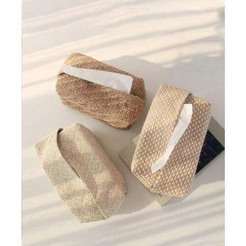 Japan Style Pumping Tissue Cover Cotton And Linen Living Room Office Car Decorations Creative Tissue Bag Paper Towels Organizer