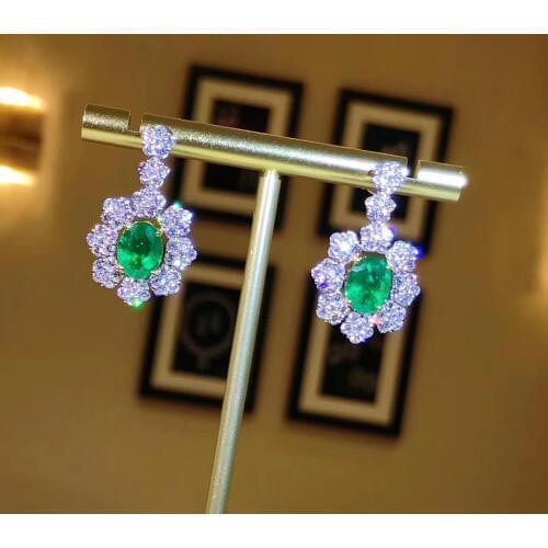 Natural Real Emerald Earring 925 Silver sterling Fine Charm Jewelry for Women Wedding Party Earring