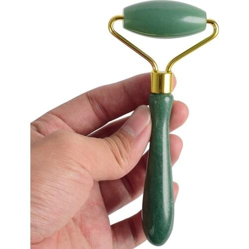 Natural Green Aventurine Massage Roller Single Head Practical Jade Body Face Head Portable Beauty Health Care Tool Anti Wrinkle