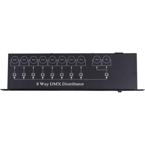 NEW-8CH DMX Splitter DMX512 Light Stage Lights Signal Amplifier Splitter 8 Way DMX Distributor EU Plug