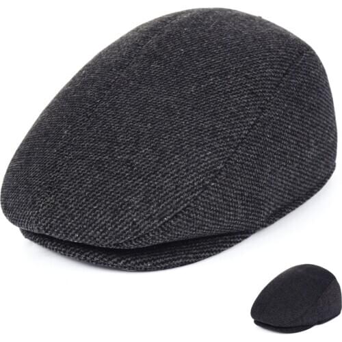 New Winter Wool Black Mens Warm Duck Tongue Caps Windproof Ski Hat Outdoor Hat
