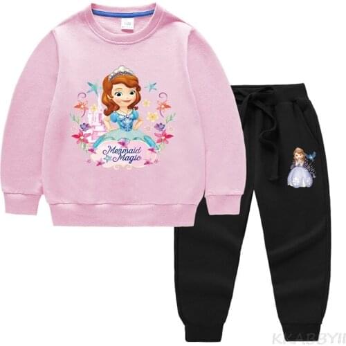 Disney Spring And Autumn New Korean Edition Childrens Wear Childrens Sweatshirt Trousers Two-Piece Sophia Grls Cotton Long Sle