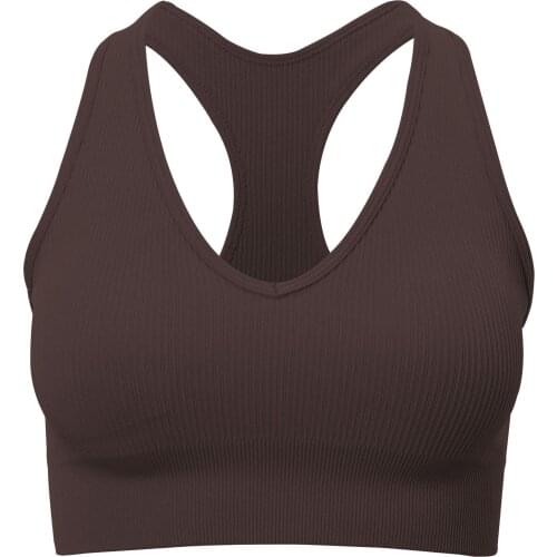 New Sexy Threaded Vertical Bar Sports Bra Fitness Running Gym Bra Seamless Vest Style Yoga Bra V Neck Push Up Workout Underwear