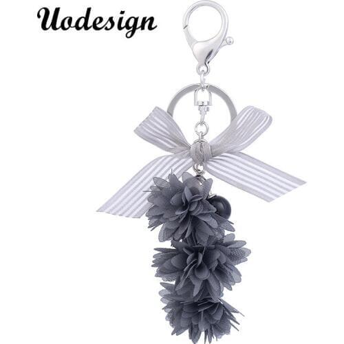Wholesale Fashion Lace Flower Tassel Keychain Charms Keychain Keyring For Women Bag Accessories