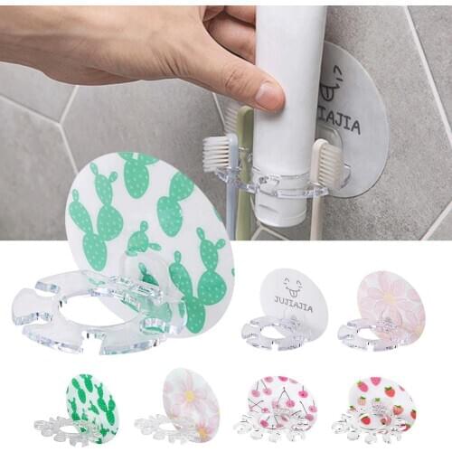 Bathroom Plastic Punch Free Toothbrush Holder Toothpaste Storage Rack Organizer Tooth Brush Dispenser Container