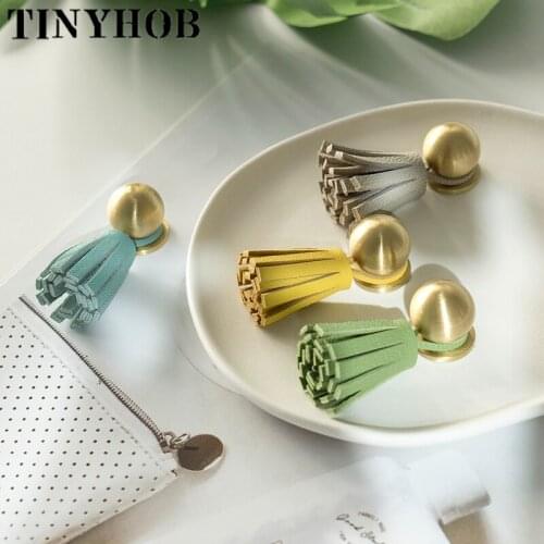 Nordic Tasselled Handles and Pulls White Brass Dresser Drawer Cabinet Door Knob Gold Pink Childrens Room Furniture Hardware