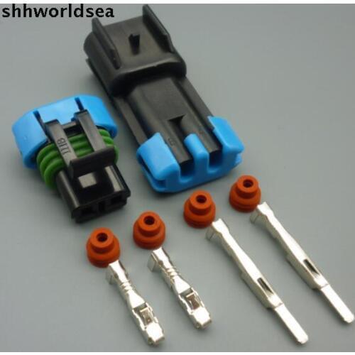 Shhworldsea 2 Pin 2.8MM Car Weather Pack Waterproof Sensor Fan Electronic Connector plug Auto Wire Connector 15300027 15300002