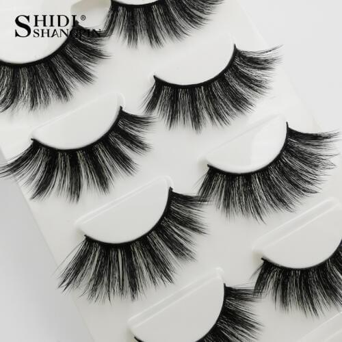 SHIDISHANGPIN 1 Box Eyelashes Mink Eyelashes 3d Mink Hair Lashes Handmade Volume Lashes Natural Long 4 Pairs False Eyelashes
