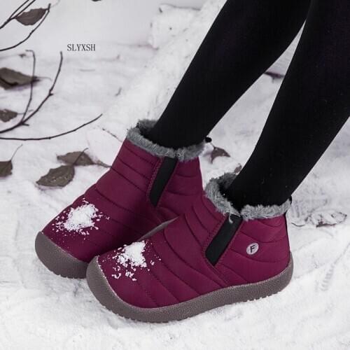 SLYXSH Winter Warm Kids Shoes Fashion Waterproof rubber boots For Girls Boys Snow Boots For Children Shoes