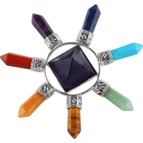 TUMBEELLUWA Purple Quartz Pyramid 7 Chakra Energy Generators Crystal Points Healing Reiki Balancing