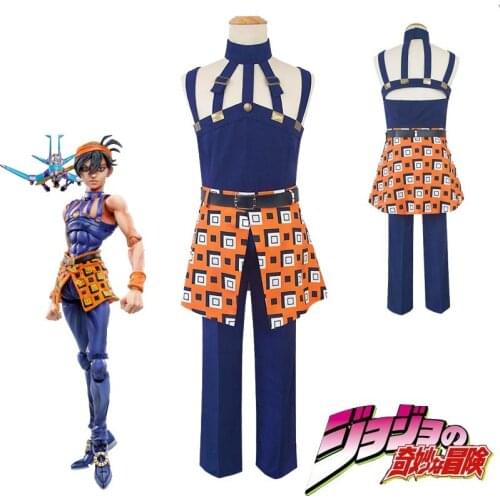 Anime GIOGIO JoJos Bizarre Adventure Costume Ghirga Narancia Uniforms Cosplay Costumes Outfit Dress Halloween Golden Wind
