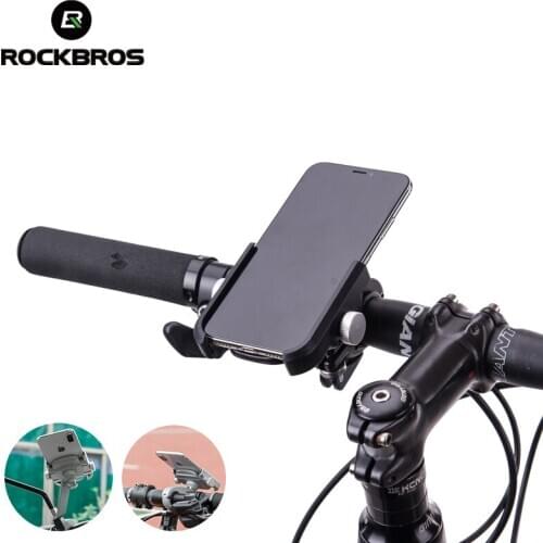 ROCKBROS Bicycle Phone Holder Aluminum Alloy 360 Rotatable Mobile Cell Phone Stand Handlebar Clip Holder For IPhone Samsung