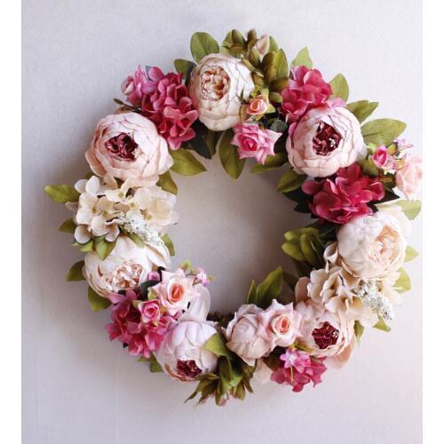 Artificial Silk Peony Flowers Wreaths Rattan Wall Door Flowers Garland Wedding Natal Party decoration Home Room New Year decor