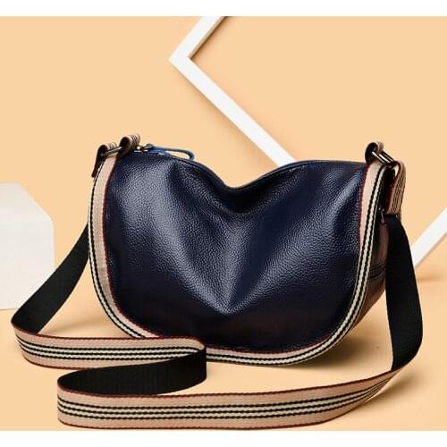 High capacity Youth Ladies Dumpling light Wild Simple Female Daily Messenger Bag 100% Genuine Leather Cowhide Woman Shoulder Bag