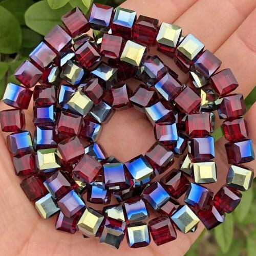 Upscale Red Multicolor Cube Austrian Crystal Loose Square Glass Beads For Jewelry Making DIY Accessories Findings Wholesale