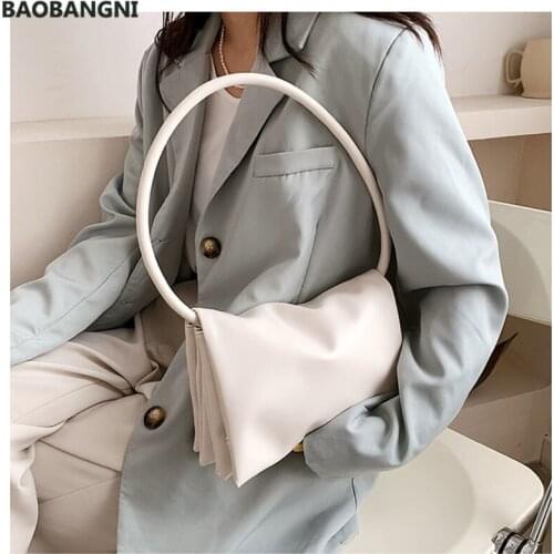 Pu Leather Underarm Handbag for Women Summer New Multi-Pocket Shoulder Bags Simple Solid Versatile Multicolor