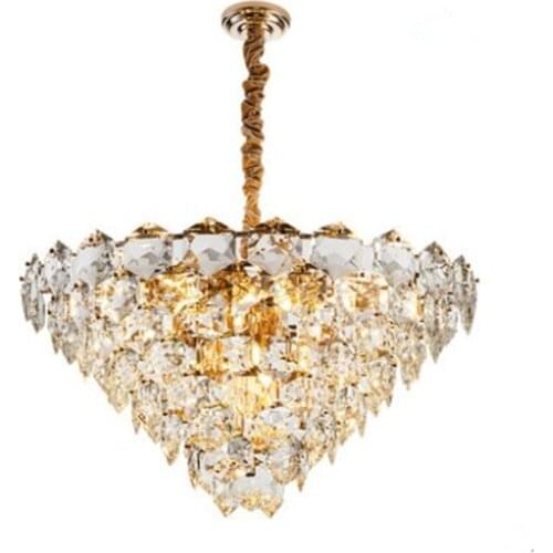 Gold Metal Living Room Led Pendant Chandeliers Modern Big Crystal Led Chandelier Lighting Dining Room Hanging Lamp Fixtures