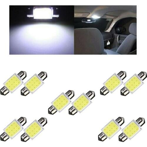 10Pcs 31mm 36mm 39mm 41mm LED COB Car Light LED Panel Reading Lighting Auto Dome Lamps Bulb Luggage Compartment Light 12V 24V