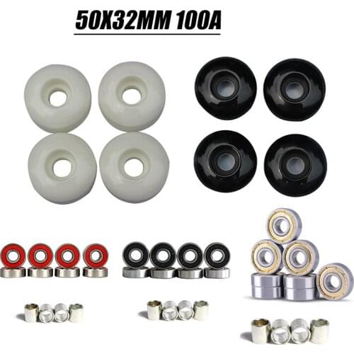 16pcs 50X32mm Wheels bearing Spacer Kit Skatebord Bearing Wheels complete 100A