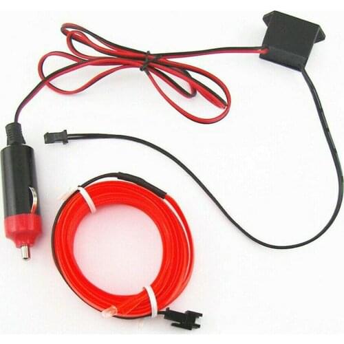 2M LED Red 12V Car Interior Atmosphere Strip Light Lamp Flexible Neon Light With Cigarette Lighter Plug