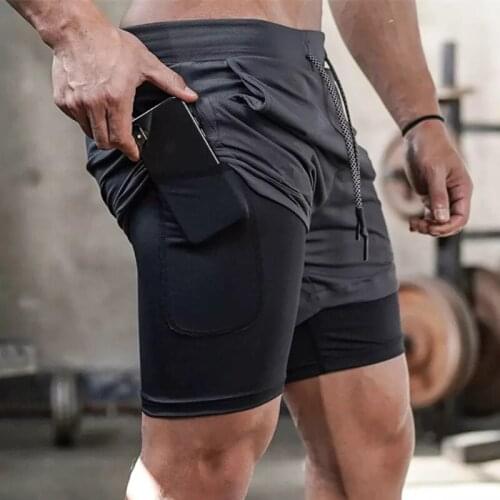 2021 Summer Running Shorts Men 2 in 1 Sports Jogging Fitness Shorts Training Quick Dry Mens Gym Men Shorts Sport gym Short Pants