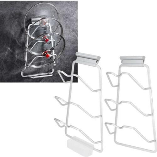 3 Tier Pot Lid Rack Wall Mounted Pan Lid Storage Rack Pot Cover Organizer Holder Kitchen Organizer Accessories