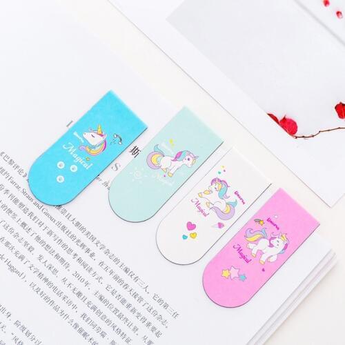 4Pcs/lot Kawaii Unicorn Magnetic Bookmark Cute Creative Stationery Book Accessories for Teacher Gift Office School Supplies