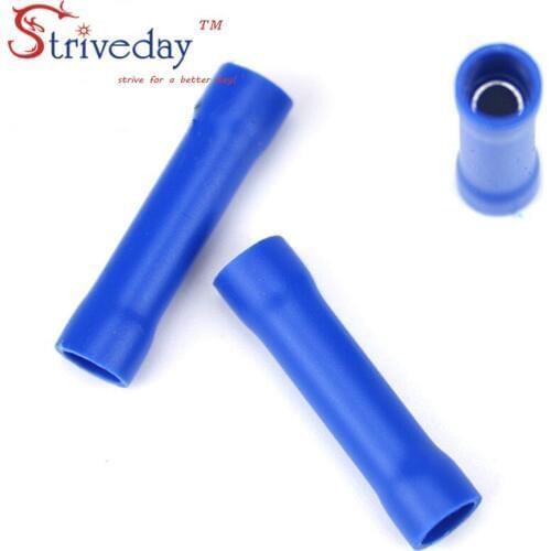 500pcs / lot high quality BV2 double line Tubular Pre-insulated terminal Tubular intermediate wiring Cold Terminals Blue
