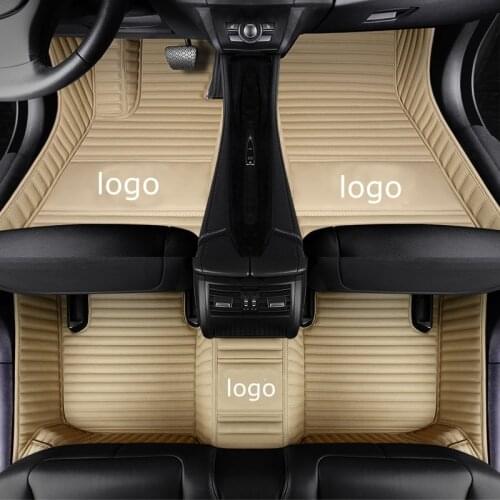 Car Floor Mats Fit for Smart Fortwo Forfour Custom Leather Waterproof All Weather Auto Carpet Cover Pads Car Accessories Beige