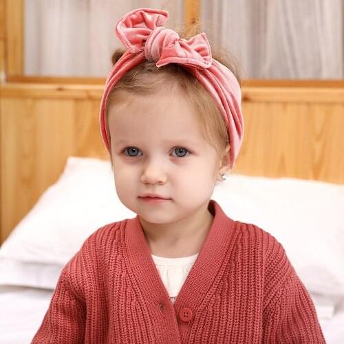 New Velvet Baby Headband Turban Big Bowknot Baby Girl Headband For Newborn Bow Hair Band Children Kid Head Wrap Hair Accessories
