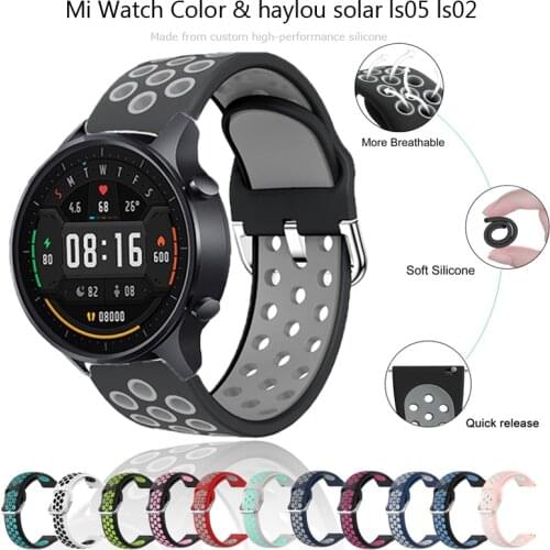 For Xiaomi Mi Watch Color Sport Strap Bracelets Watchband 20mm 22mm Silicone Bands for xiaomi haylou solar Ls05 Ls02 Wristbelts