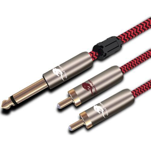 TS Jack 1/4" Hifi splitter Cable MONO 6.35mm to Dual RCA for Electric Guitar Keyboard Bess Shielded Audio Cable 1M 2M 3M 5M 8M