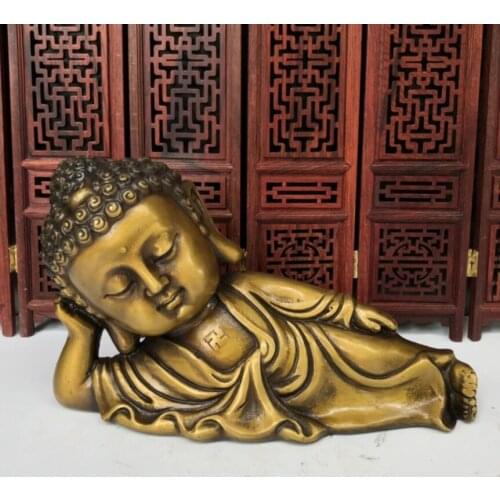 China brass Sakyamuni sleep Buddha crafts statue