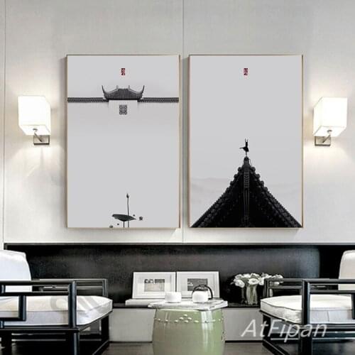 New Chinese Style Minimalist Zen Traditional Style Mood Concept White Wall For Office Study Living Room Home Decoration painting