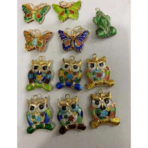 2pcs Fancy Enamel Copper Owl Butterfly Charm DIY Jewelry Making Earring Pendant Necklace Keychain Cloisonne Filigree Accessory