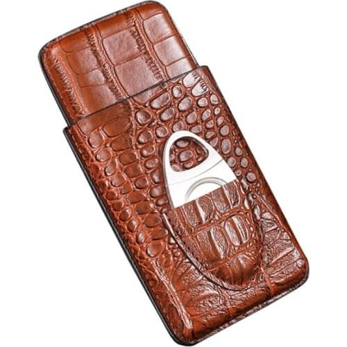 Copy Crocodile Skin Portable Cigar Cover 3 packs With Stainless Steel Cigar Scissors PU Leather Material cigarette case