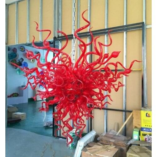 Red Crystal Chandeliers Lamp 100-240V Italy Style Fancy Murano Glass Art Lighting for Villa New House Kitchen Bathroom Decor