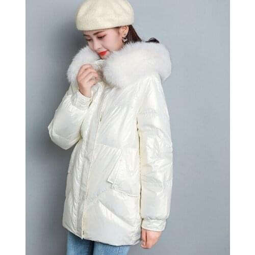 Winter Jackets Women Real Fox Fur Collar Down Coats Famale Warm New Short Jacket Ladies Korean Parkas Abrigos Para Mujer SQQ164