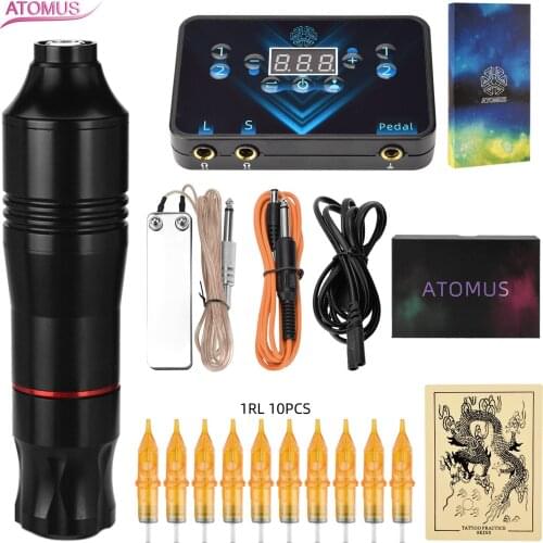 Professional Tattoo Kit Tattoo Rotary Pen Machine Mast Set Permanent Makeup 1RL Cartridge Needle Power Supply Tattoo Body Art